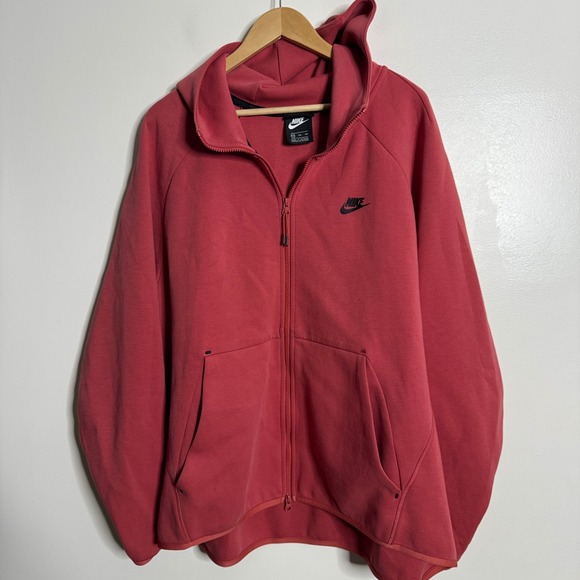 Nike Tech Fleece Full Zip Hoodie XXL Coral Red Menswear Casual Sportswear - Picture 1 of 7